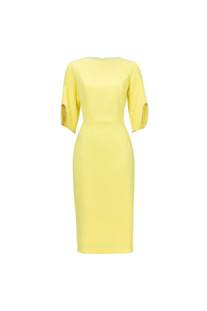 Amira Pearl-Detail Slit-Sleeve Vestido