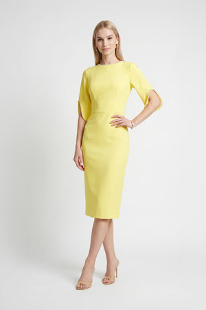 Amira Pearl-Detail Slit-Sleeve Vestido