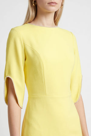 Amira Pearl-Detail Slit-Sleeve Vestido