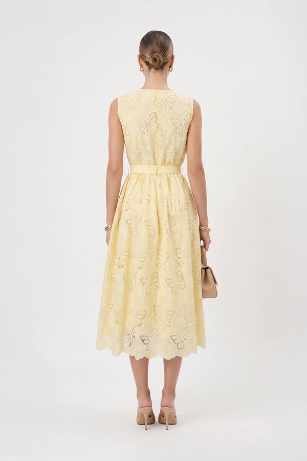 Julieta Butterfly Embroidered Midi Vestido 526264 AMA