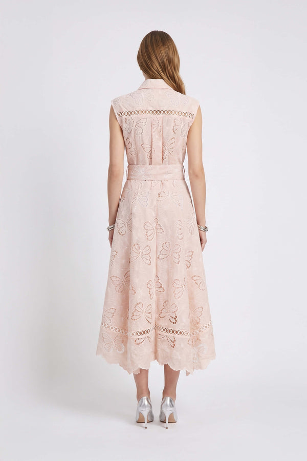 Julieta Eyelet Butterfly Midi Vestido 526265 ROS