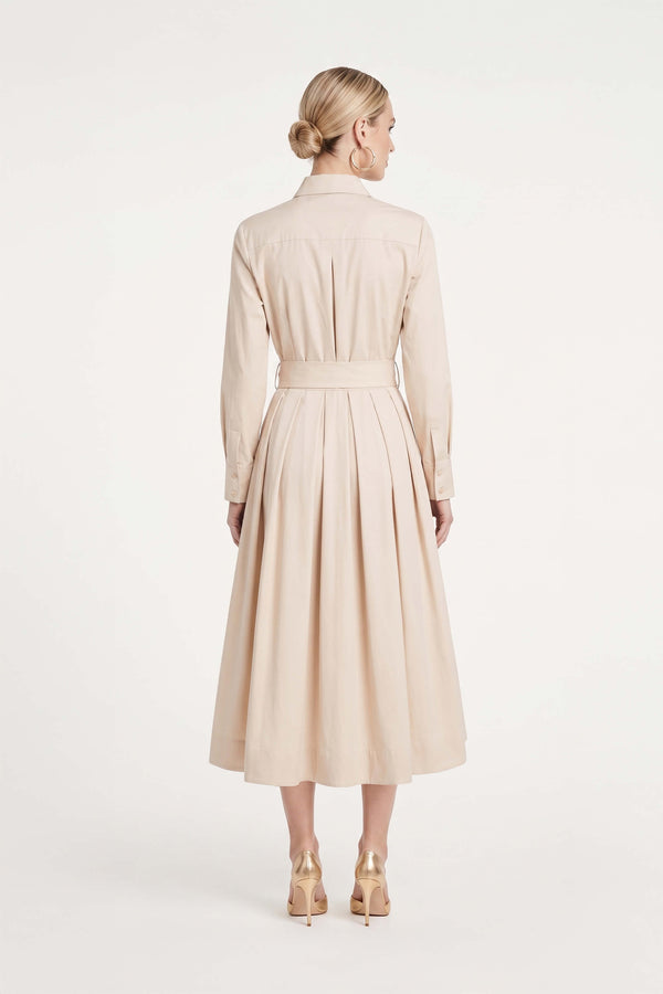 Nora Belted Pleated Shirt Midi Vestido 526271 BEI