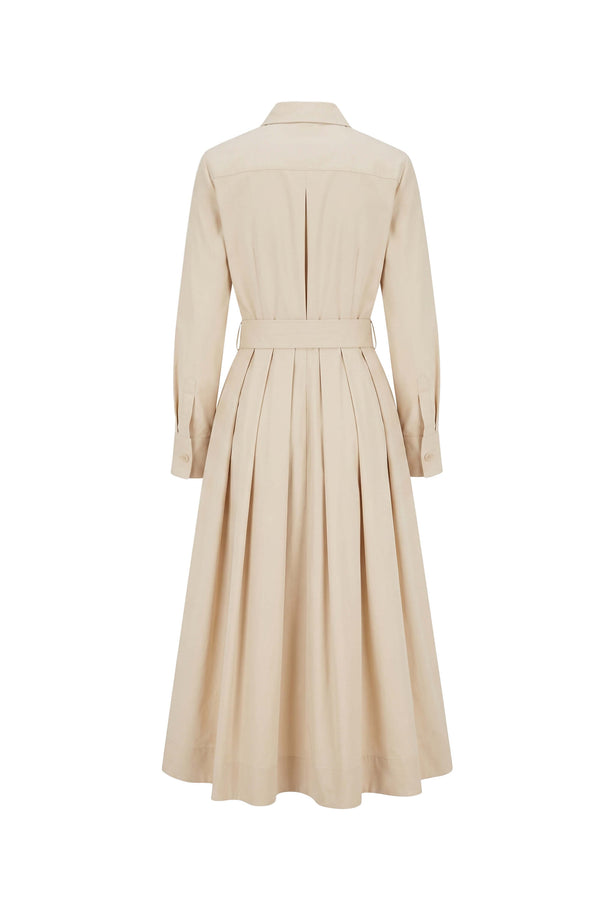 Nora Belted Pleated Shirt Midi Vestido 526271 BEI