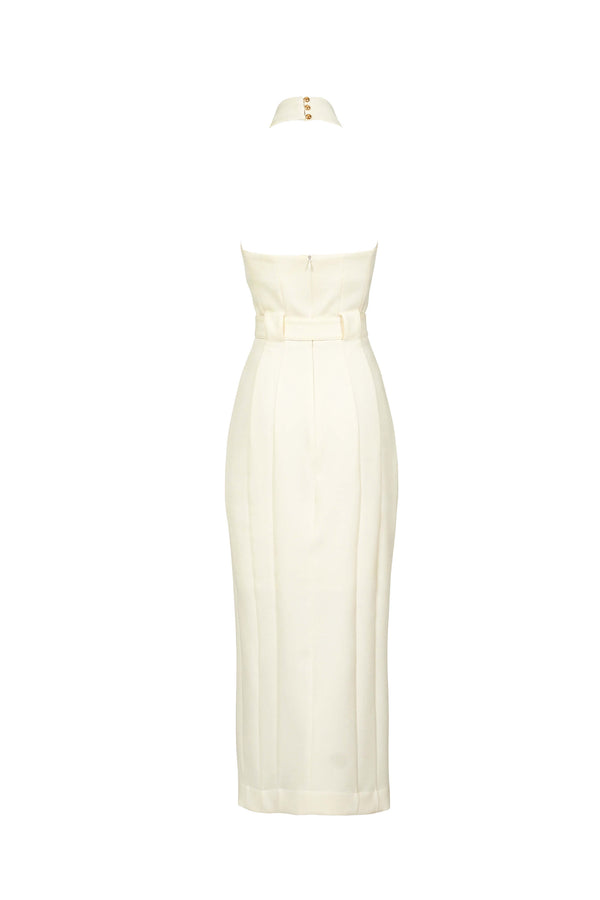 Elena Halter Wrap-Front Belted Midi Vestido 526272 HUE