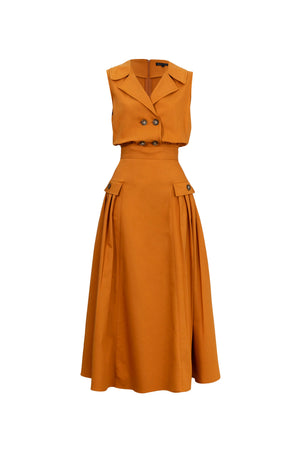 Antonia Notch-Lapel Double-Breasted Midi Vestido 526276CAR