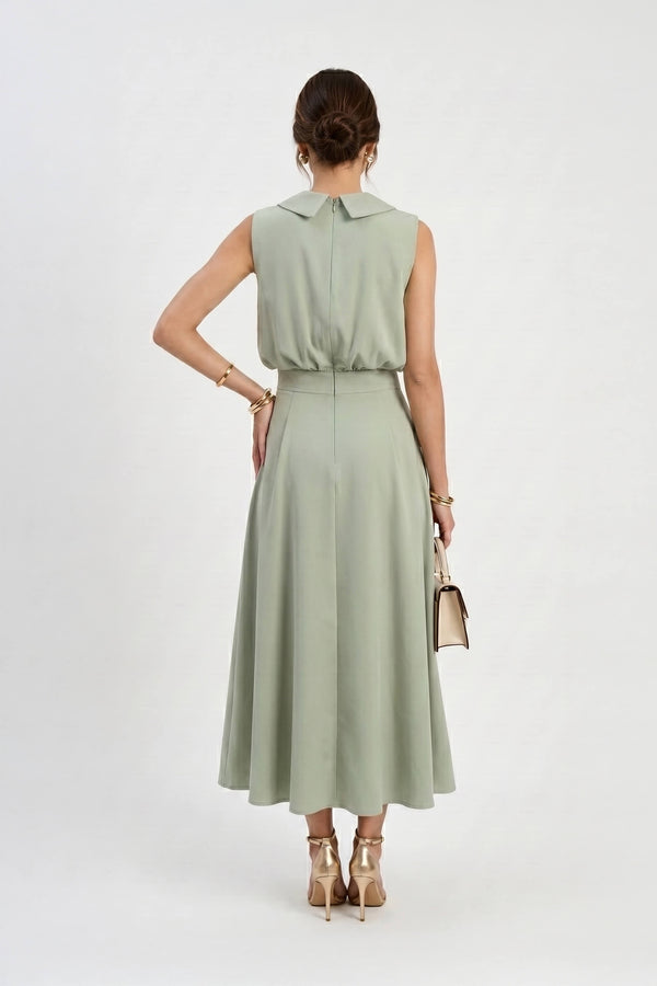Antonia Notch-Lapel Double-Breasted Midi Vestido 526276MUS