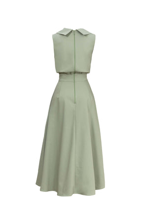 Antonia Notch-Lapel Double-Breasted Midi Vestido 526276MUS