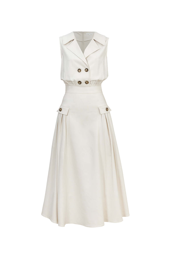 Antonia Notch-Lapel Double-Breasted Midi Vestido 526276HUE
