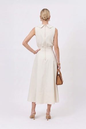 Antonia Notch-Lapel Double-Breasted Midi Vestido 526276HUE
