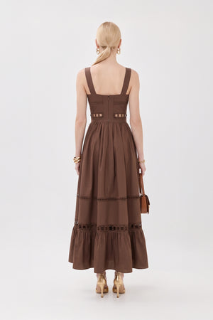 Victoria Cutout Lace Maxi Vestido 526280 CAF