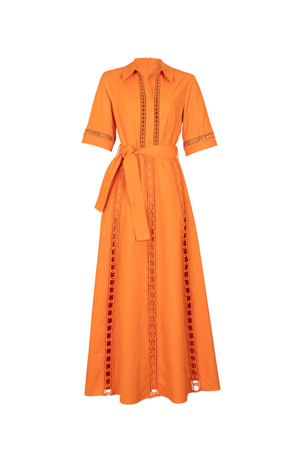 Berenice Belted Eyelet Shirt Maxi Vestido  526284 NAR