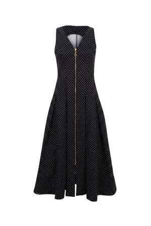 Martina Polka Dot Zipper Midi Vestido 526297 NEG (NO ACTIVAR)