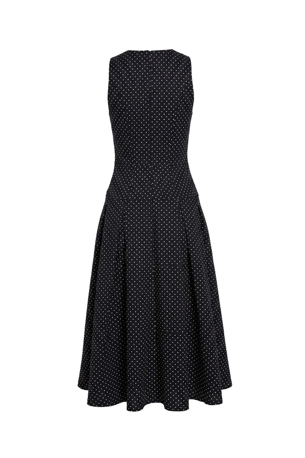 Martina Polka Dot Zipper Midi Vestido 526297 NEG (NO ACTIVAR)