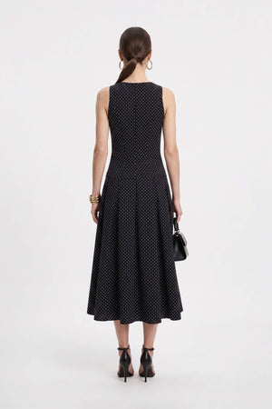 Martina Polka Dot Zipper Midi Vestido 526297 NEG (NO ACTIVAR)