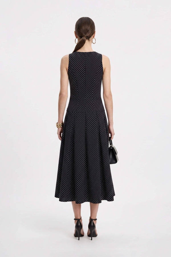 Martina Polka Dot Zipper Midi Vestido 526297 NEG (NO ACTIVAR)