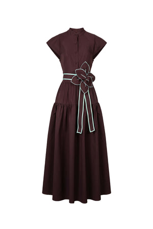 Julieta Floral Belt Tiered Midi Vestido 526302 CAF
