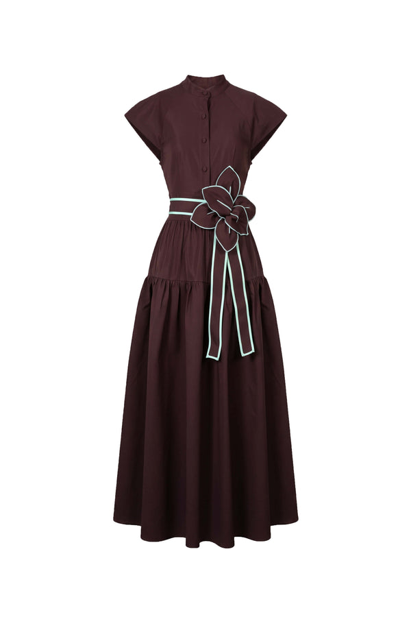 Julieta Floral Belt Tiered Midi Vestido 526302 CAF
