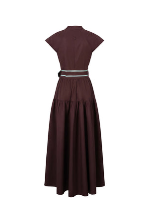 Julieta Floral Belt Tiered Midi Vestido 526302 CAF