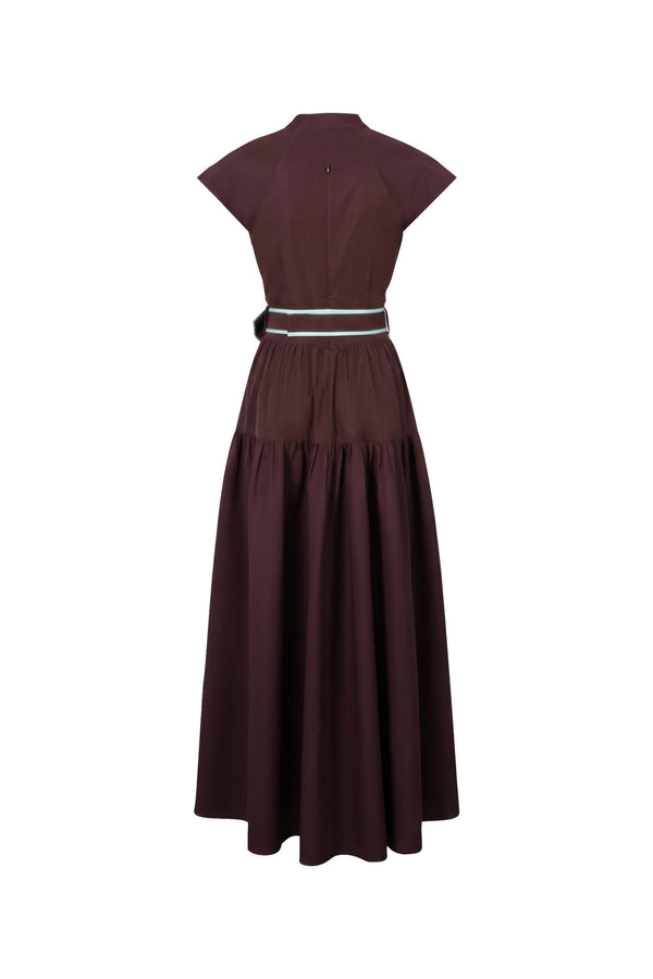 Julieta Floral Belt Tiered Midi Vestido 526302 CAF