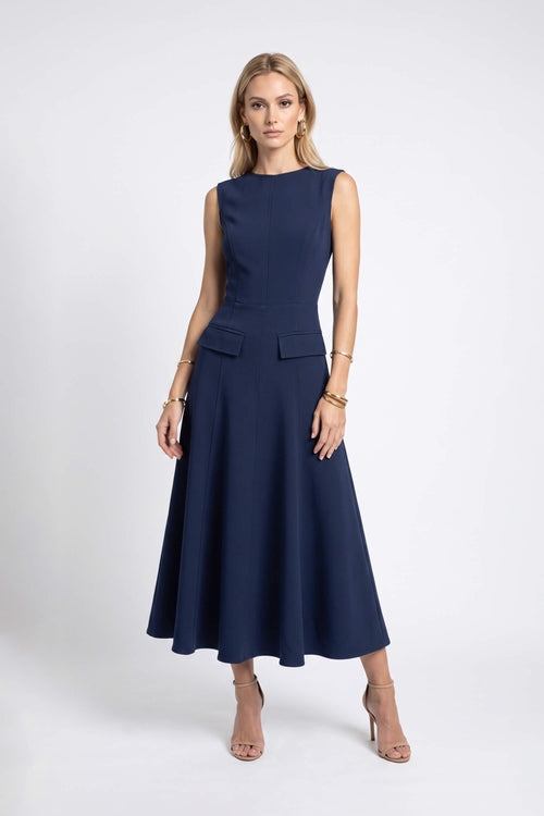 Gala Flap Pocket Midi Vestido 526304 MAR