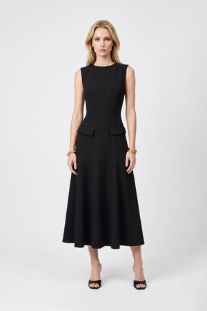 Gala Flap Pocket Midi Vestido 526304 NEG