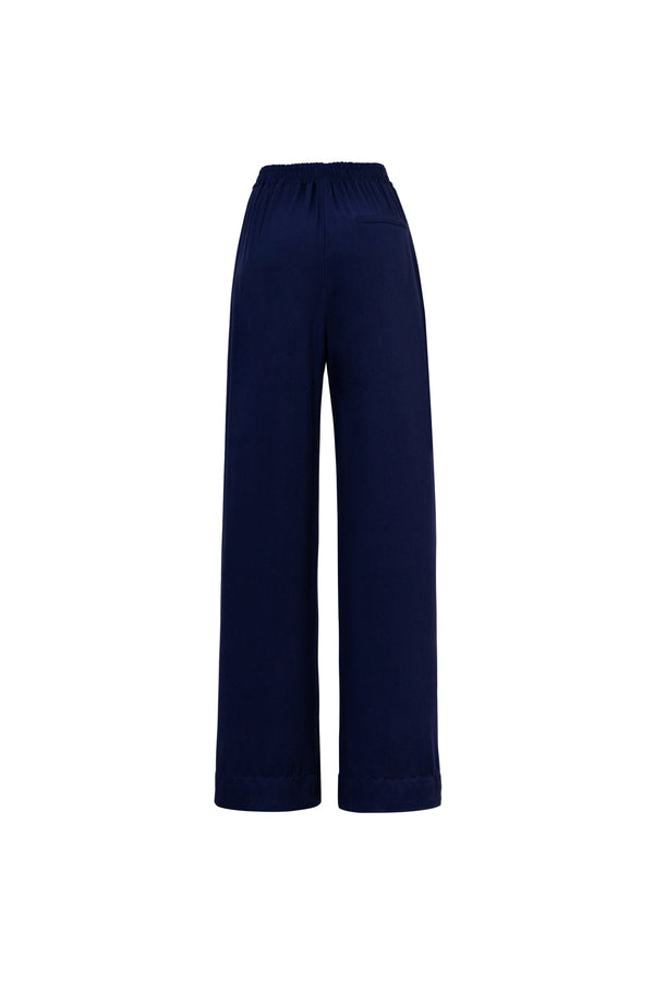 Amalfi Navy Striped Rayon Straight-Leg Pants