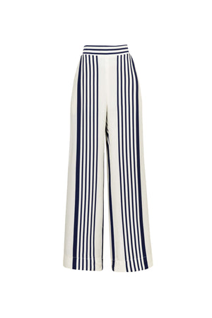 Amalfi Navy Striped Rayon Straight-Leg Pants