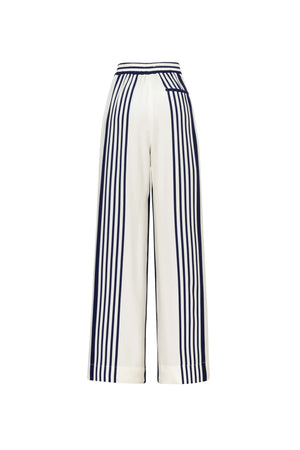 Amalfi Navy Striped Rayon Straight-Leg Pants