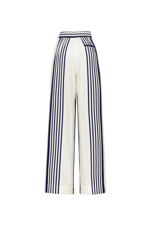 Amalfi Navy Striped Rayon Straight-Leg Pants