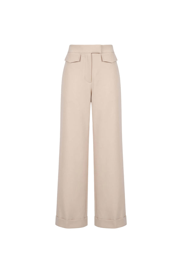 Amalia High-Waist Flap Wide-Leg Pantalón 532138 MAZ