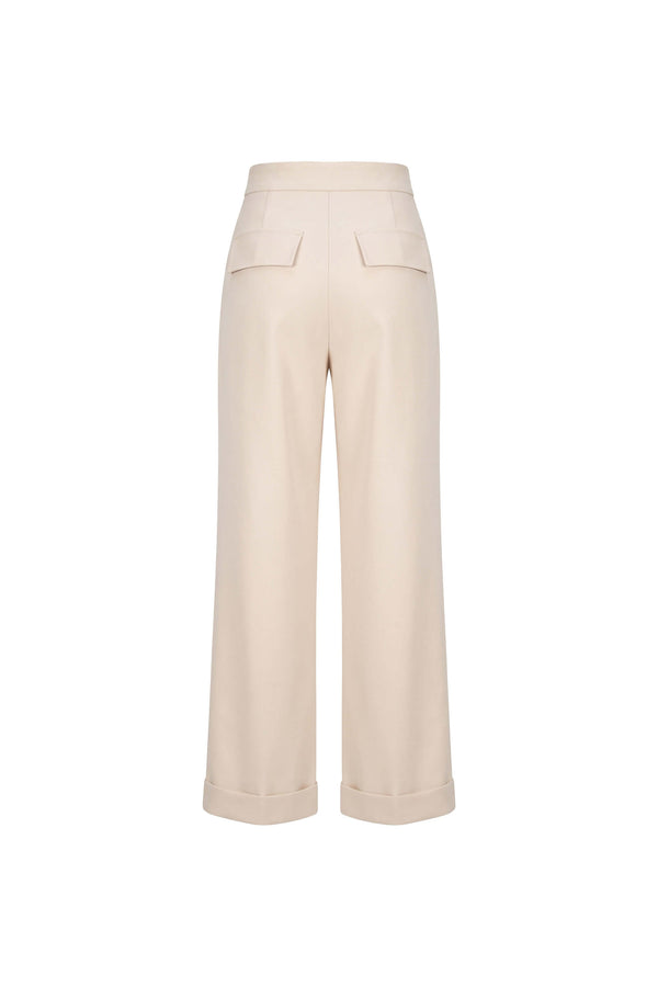 Amalia High-Waist Flap Wide-Leg Pantalón 532138 MAZ