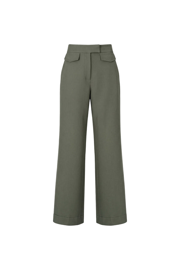 Valeria High-Waist Flap Wide-Leg Pantalón  532138 OLI