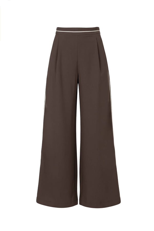 Elena Side-Piped High-Waist Wide-Leg Pantalón 532165 CAF