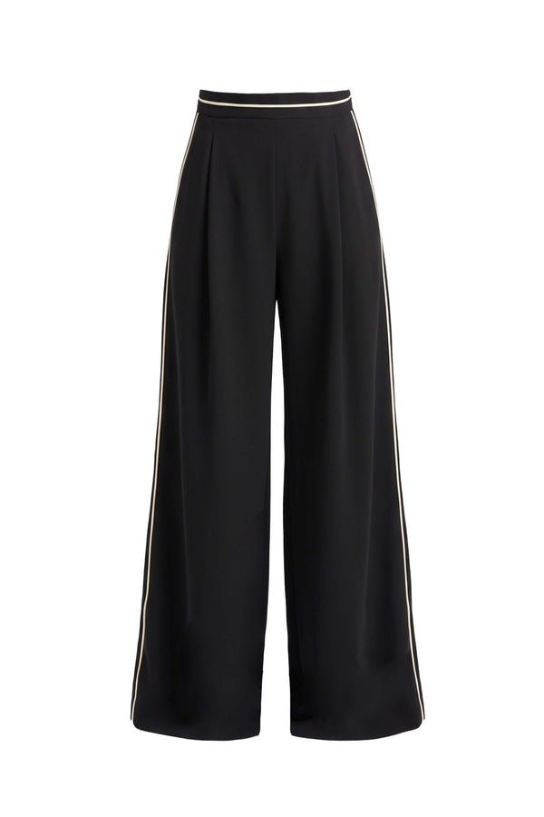 Martina Side-Piped High-Waist Wide-Leg Pantalón 532165 NEG