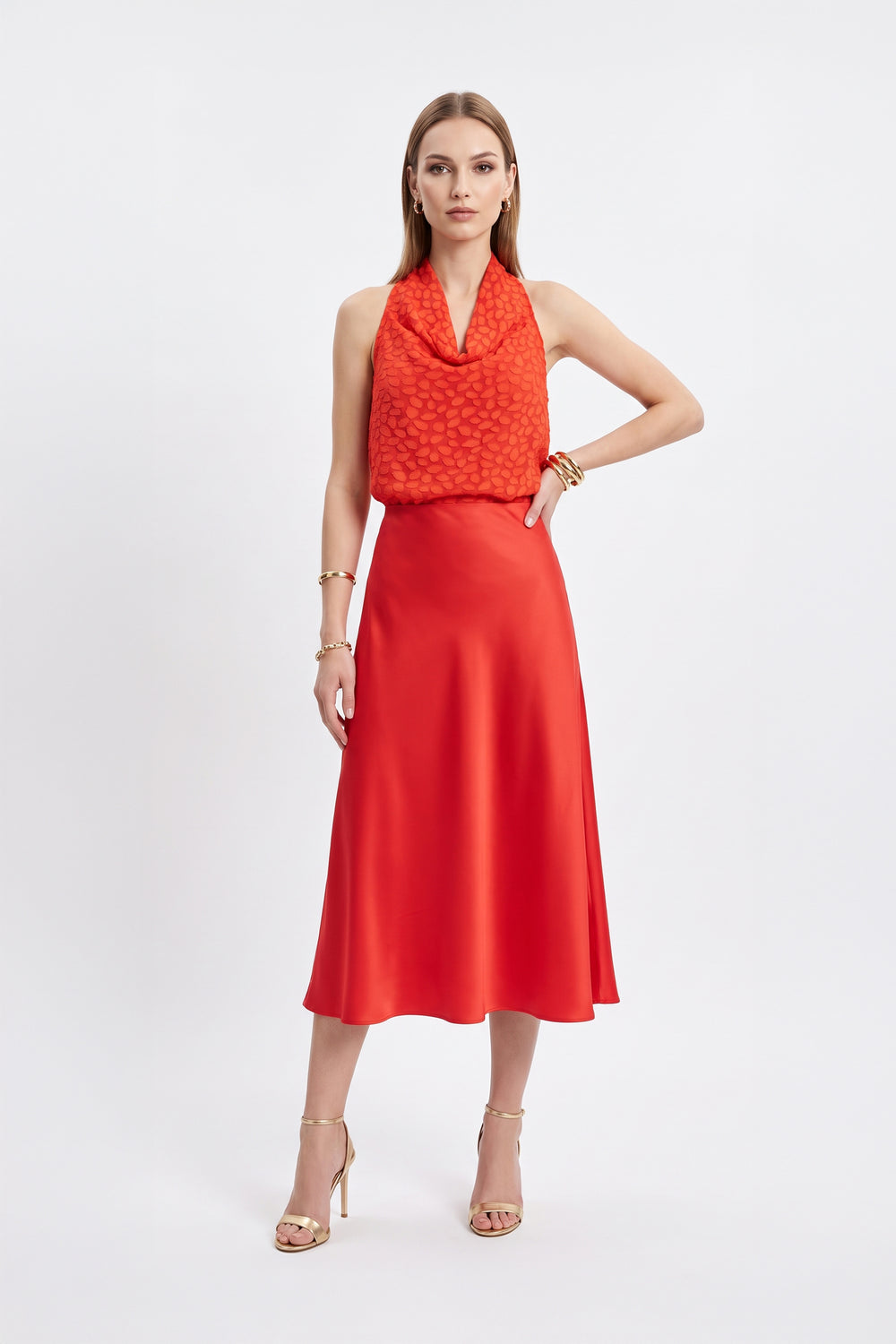 Millie Cowl Halter Top 752629 ROJ