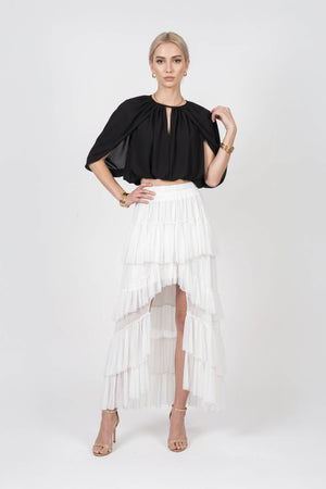 Inés Keyhole Cape Cropped Blusa 850160 NEG