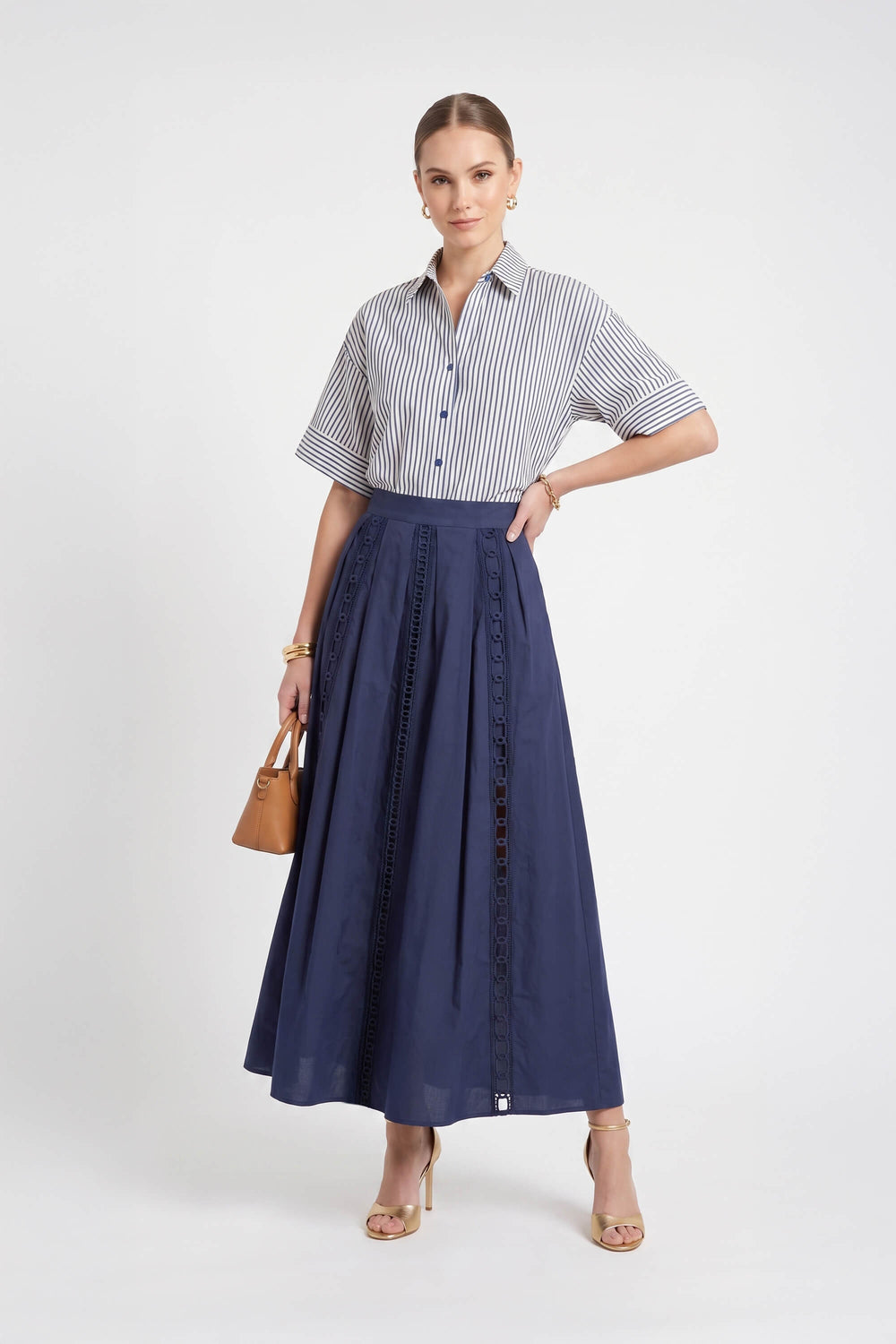 Luciana Lace Inset Maxi Falda 541369 MAR - Reina Diaz