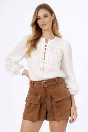 Gala Belted Flap Pocket High-Waist Shorts  731107 CAM