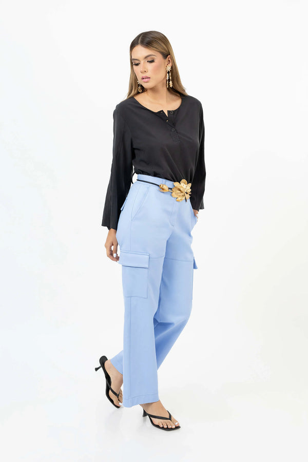 Rachel Henley Buttoned Blusa 554124