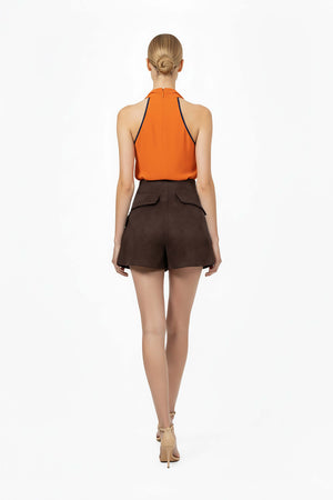 Gala Belted Flap Pocket High-Waist Shorts  731107 CAF