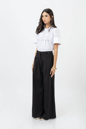 Victoria Guipure-Detail Smocked-Neck Blusa 554218