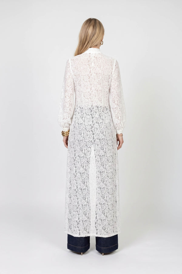 Elena High-Neck Floral Lace Maxi Vestido 554230 HUE