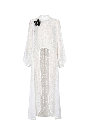 Elena High-Neck Floral Lace Maxi Vestido 554230 HUE