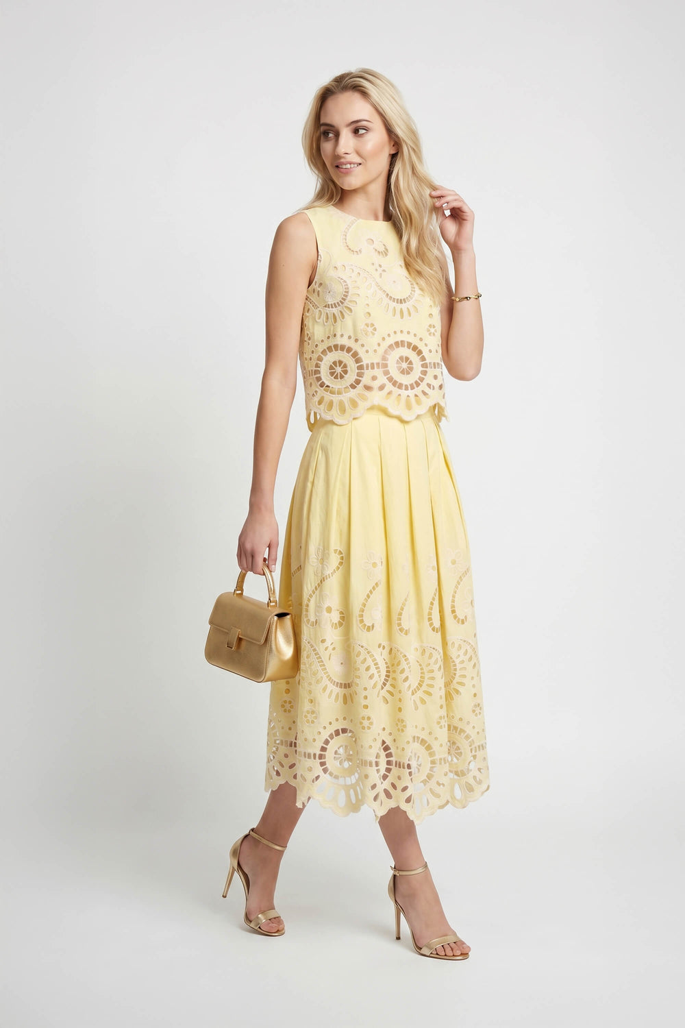 Isabella Eyelet Embroidered Midi Skirt