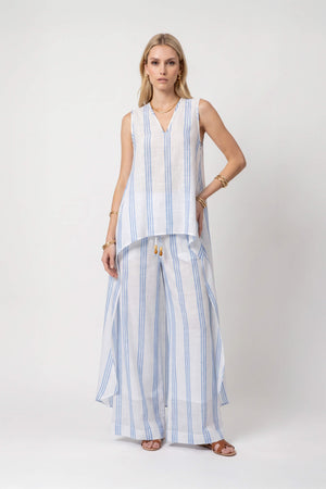Gala Striped High-Low Sleeveless Blusa 554281AZU