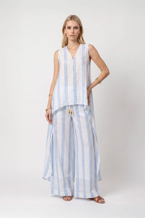 Ines Striped Wide-Leg Palazzo Pantalón 532127AZU