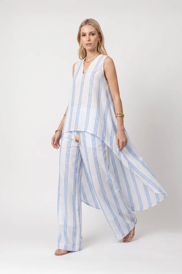 Ines Striped Wide-Leg Palazzo Pantalón 532127AZU