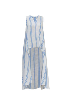 Gala Striped High-Low Sleeveless Blusa 554281AZU