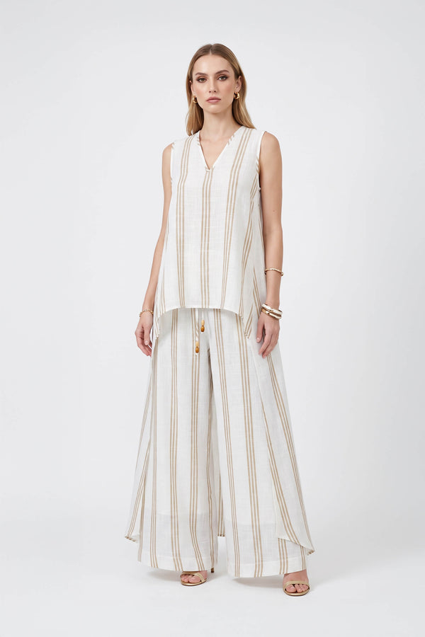 Gala Striped High-Low Sleeveless Blusa 554281KAK