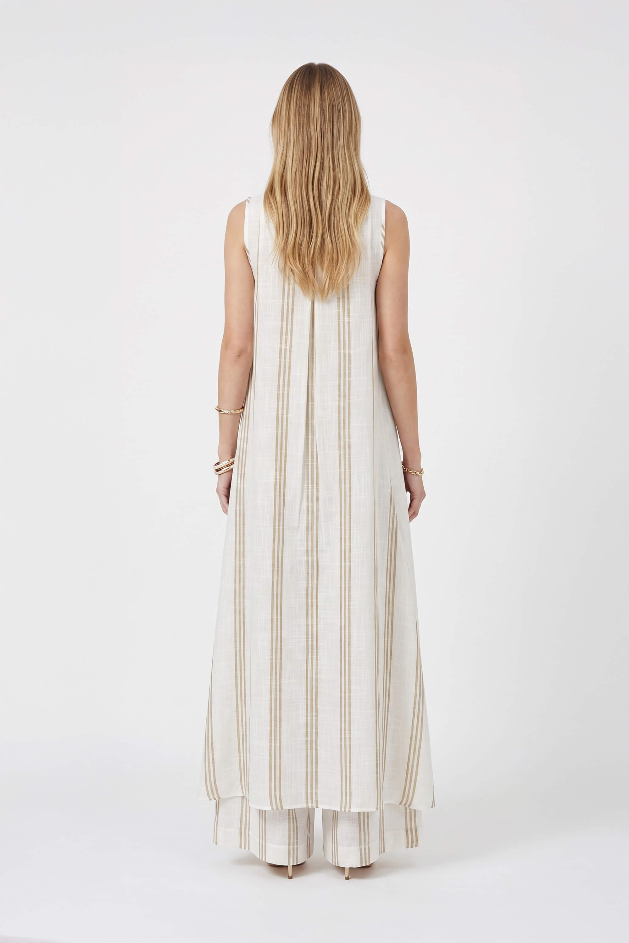 Gala Striped High-Low Sleeveless Blusa 554281KAK